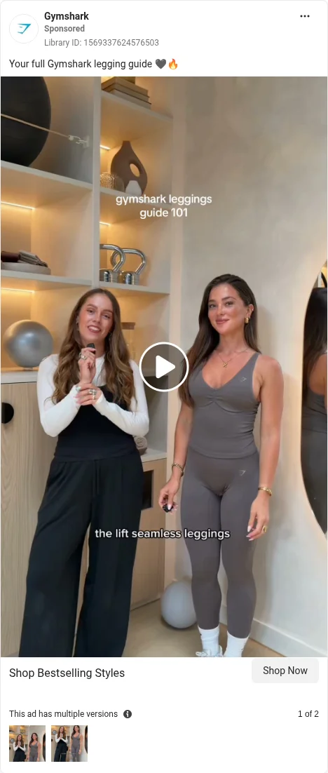 Based on Ad Library ID 1569337624576503 — Gymshark public Meta creative (left-column crop).