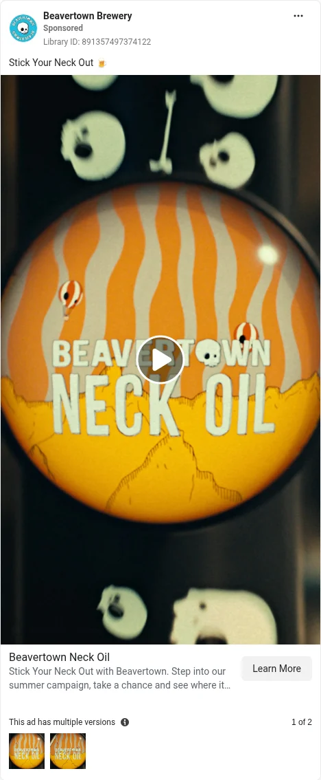 Based on Ad Library ID 891357497374122 — Beavertown public Meta creative (FLAG: closest sensory; left-column crop).