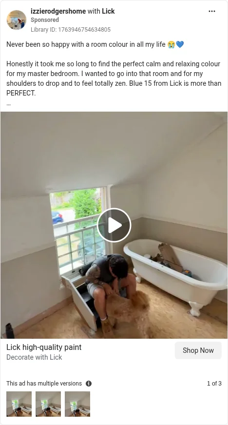 Based on Ad Library ID 1763946754634805 — Lick public Meta creative (left-column crop).